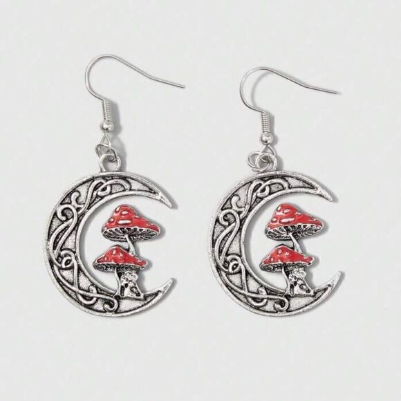 Free People Jewelry - Silver mushroom hoop earrings N224